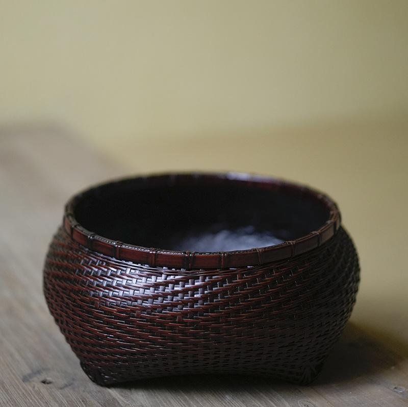 竹編みかご 手作り 丸型 枝炭 納める 炭鉢 篭 レトロ 中華風 茶室 炉端 煮茶 炭炉 付属物 室内装飾 雑貨 御前上等竹 自然的 炭 今めかしい 和風 リビング 見せびらかす 普段使い走り 言い慣わし