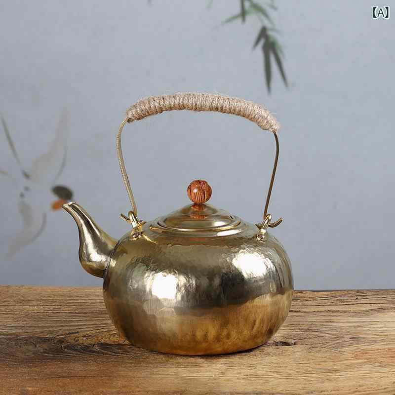 茶壺 銅製 紫銅 金管楽器 自然的 アンティーク風 レトロ 純手作り 手持ち部分付き添い人 煮茶 湯わかし 水ポット 茶道 茶器 中華風 身寄り 卓上