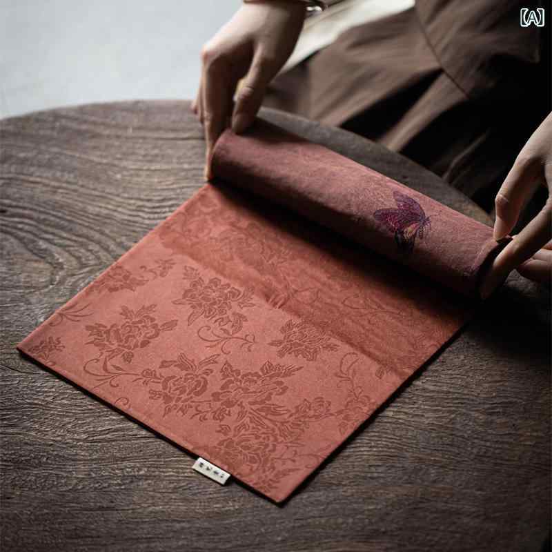 茶卓はりつけ台 香雲紗 両面 手作り 中国風 禅意 レトロ柄 干泡盤 茶席布 速見表伝令 卓上取りまかなう 小型 栗 引っ敷き黒いこと 茶の葉会 リビング 国風 瀬戸もの今めかしい