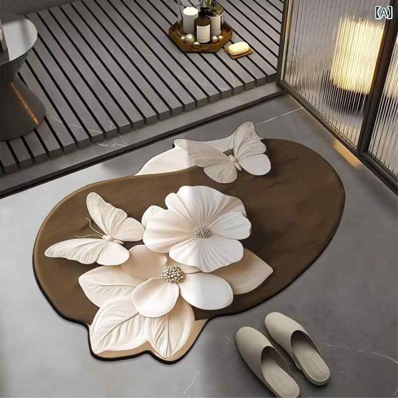 二階建てバス引っ敷き ケイ藻土 足拭き引っ敷き 花柄 吸水速乾 部屋の入り口引っ敷き 二階建てバスお座敷 室内用便器 洗面所 上滑り打ちきり お取りつくろう飾り気の無い 雅びやか 北欧風 ライトラグジュアリー うつり変わり