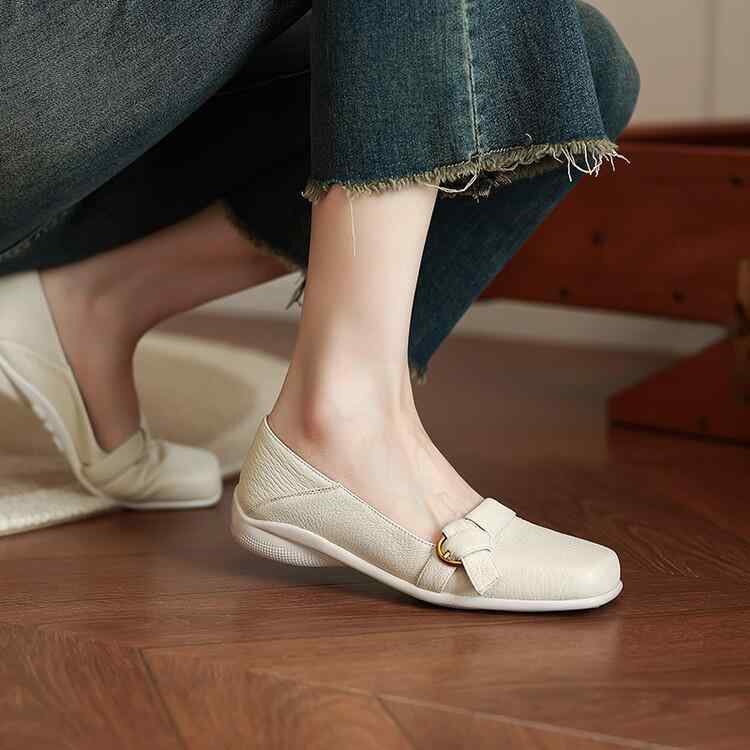 パンプス レディース 春秋 ローヒール 履きやすい 痛くない 軽量 スクエアトゥ 粗ヒール レザー調 通勤 通学 カジュアル 婦人靴 シューズ|Hanbok Home