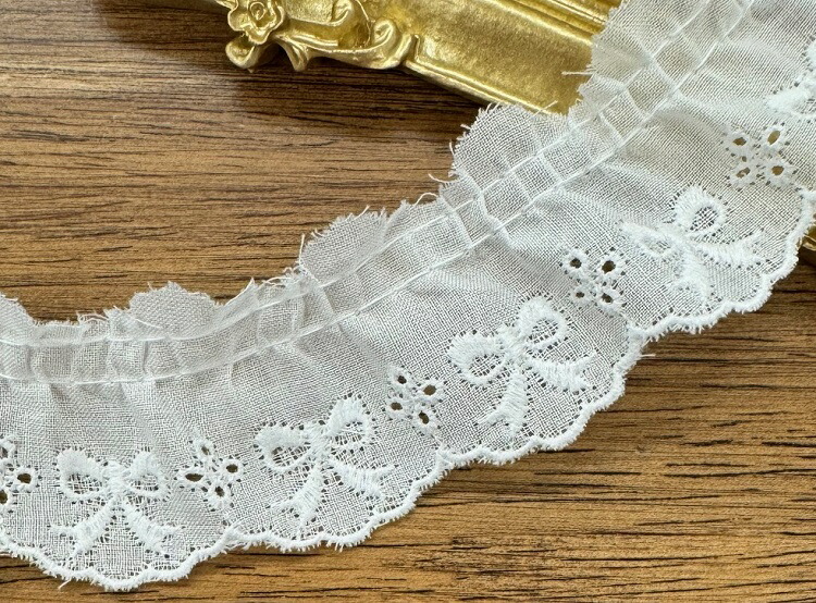 楽天市場】【日本製】綿レース リボン柄 約35mm巾 オフホワイト NO