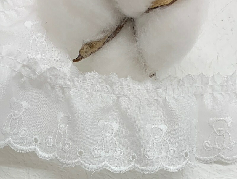 楽天市場】【日本製】綿レース リボン柄 約35mm巾 オフホワイト NO