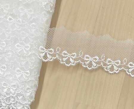 楽天市場】【日本製】綿レース リボン柄 約35mm巾 オフホワイト NO