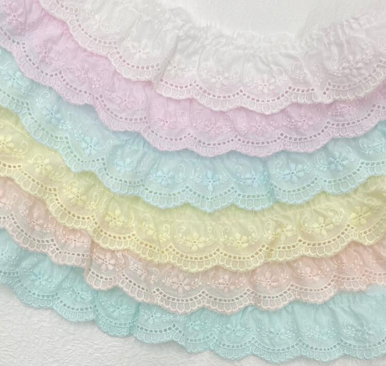 ゆめかわ♪手染めダブルフリルレース☆オーガンジー☆パステルレインボー ゆめかわ♪手染めダブルフリルオーガンジーレース☆パステルレインボー