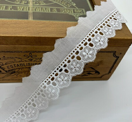 楽天市場】【日本製】綿レース リボン柄 約35mm巾 オフホワイト NO
