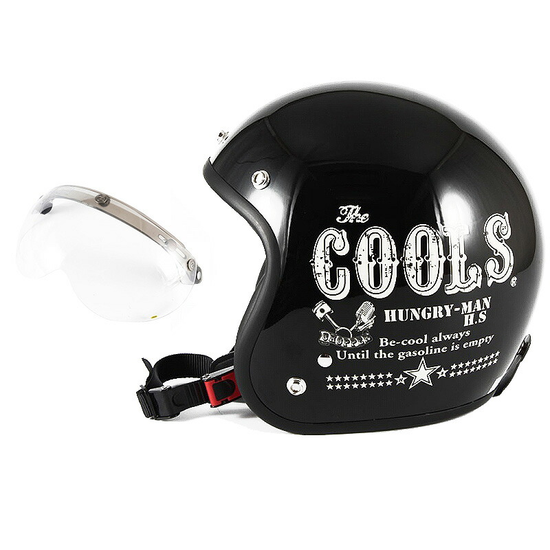 72JAM デザイナーズジェットヘルメット [HM-01] 開閉シールド付き [APS-01] COOLS HUNGRY MAN ハングリーマン ブラック [ブラックベースグロス仕上げ] 2サイズ メンズ レディース 兼用品 SG規格 全排気量対応