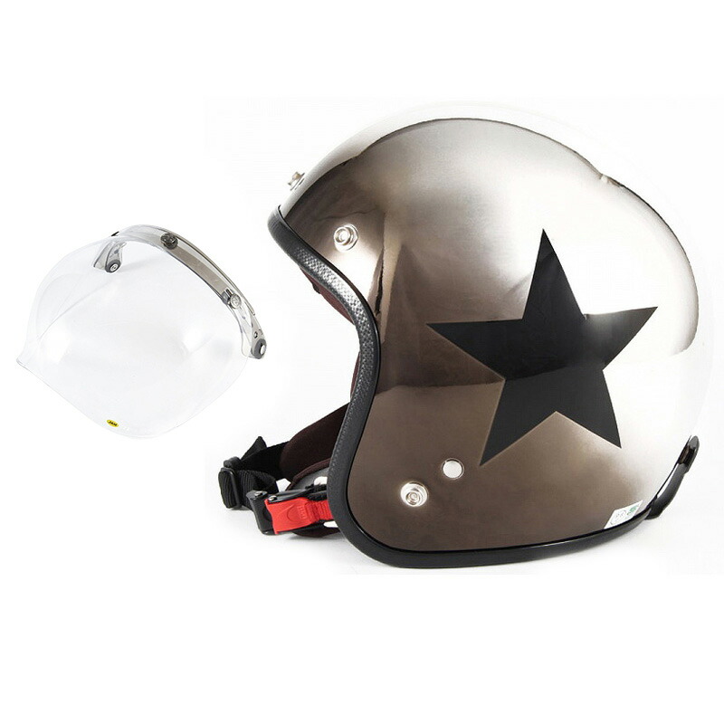 72JAM デザイナーズジェットヘルメット [JCP-11] 開閉シールド付き [JCBN-01] CHROMES CLASSICAL STAR クロームズクラシカルスター メッキ [ブラッククロームグラデーションベースグロス仕上げ] FREEサイズ(57-60cm未満) メンズ レディース 兼用品 SG 全排気量対応画像