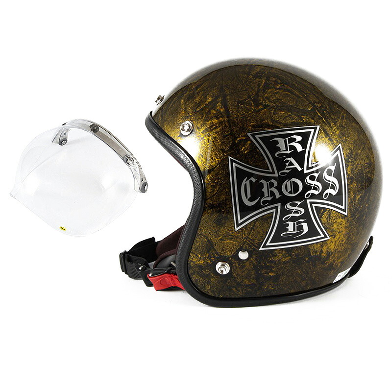 72JAM デザイナーズジェットヘルメット [JCP-13] 開閉シールド付き [JCBN-01] RASH CROSS ラッシュクロス ゴールド [ゴールドラップベースグロス仕上げ] FREEサイズ(57-60cm未満) メンズ レディース 兼用品 SG規格 全排気量対応 22,275円