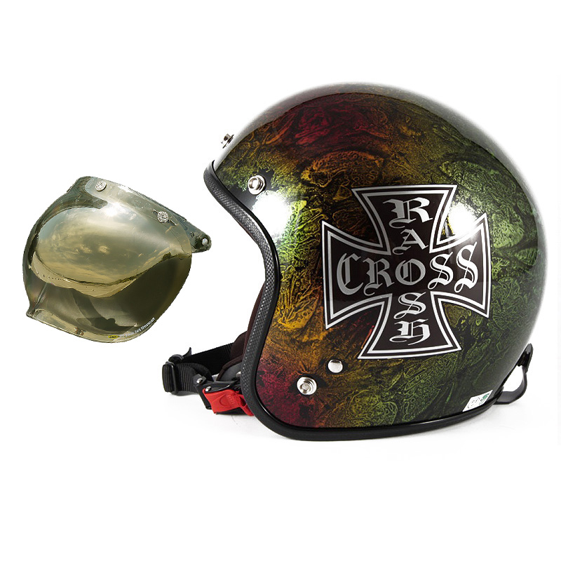 独創的 72jam デザイナーズジェットヘルメット Jcp 14 開閉シールド付き Jcbn 06 Rash Cross ラッシュクロス レインボー レインボーラップベースグロス仕上げ Freeサイズ 57 60cm未満 メンズ レディース 兼用品 Sg規格 全排気量対 ハンドルキング 半額品