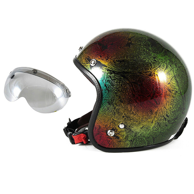 72JAM デザイナーズジェットヘルメット [JCP-19] 開閉シールド付き [APS-04] RASH ラッシュ レインボー [レインボーラップベースグロス仕上げ] FREEサイズ(57-60cm未満) メンズ レディース 兼用品 SG規格 全排気量対応