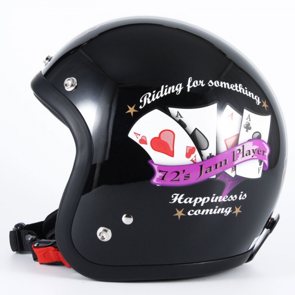 72JAM デザイナーズジェットヘルメット [JF-13]PLAYERS プレイヤーズ ブラック [ガラスフレークブラックベースグロス仕上げ]FREEサイズ(57-60cm未満) メンズ レディース 兼用品 SG規格 全排気量対応画像