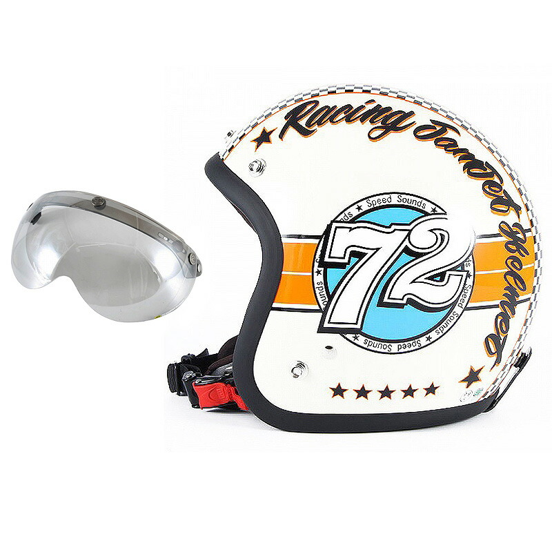 72JAM デザイナーズジェットヘルメット [JJ-04] 開閉シールド付き [APS-04] SPEED SOUND スピードサウンド アイボリー [アイボリーベースグロス仕上げ] FREEサイズ(57-60cm未満) メンズ レディース 兼用品 SG規格 全排気量対応