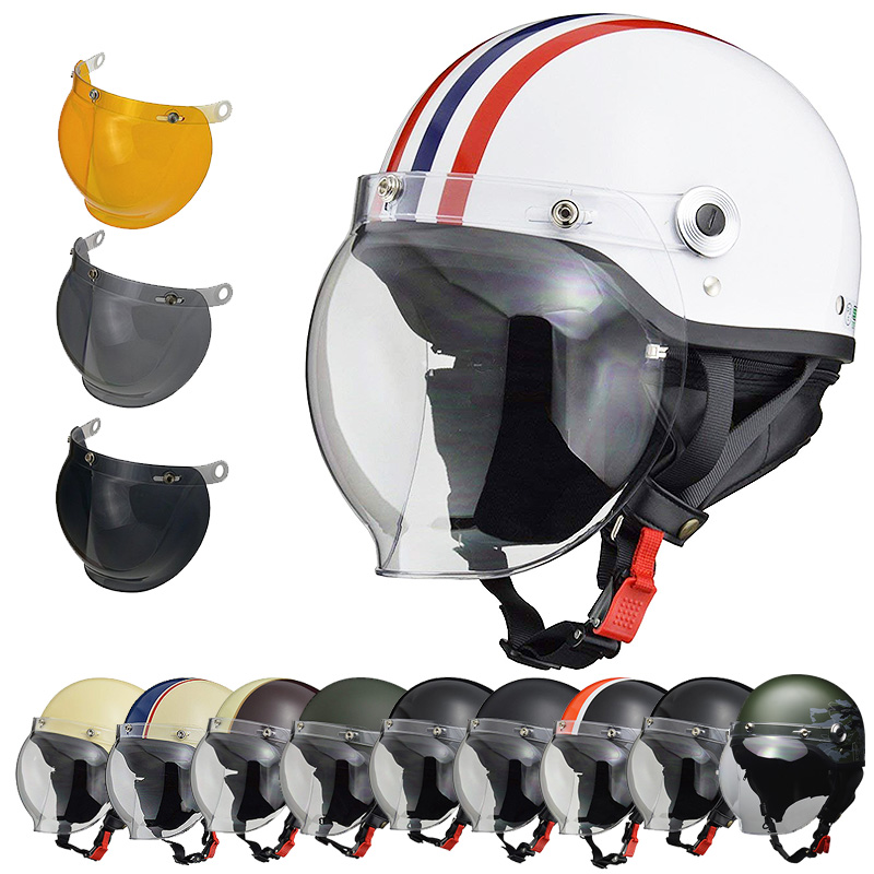 ハーフヘルメット クリアシールド + カラーシールド付き リード工業 CR-760 CROSS [ヘルメット12カラー/シールド3カラー]FREEサイズ(57-60cm未満) メンズ レディース 兼用品 SG規格 125cc以下用画像