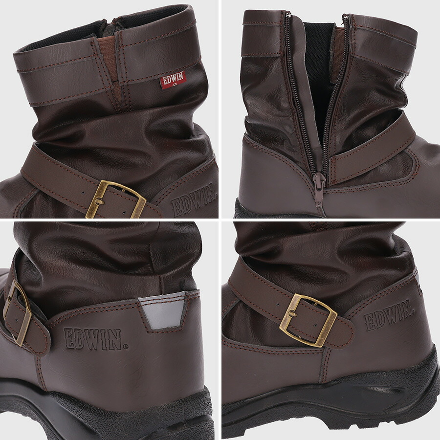 EDWIN/エドウイン/エドウィン/ESM-500/ライディングブーツ/鋼鉄製先芯入り/バイク/メンズ/男性用/エンジニアブーツ/ライディングシューズ/セーフティーシューズ/安全靴/ワークブーツ/作業靴/バイク/バイク用/サイドファスナー/履きやすい/ハイカット/サイドゴア/