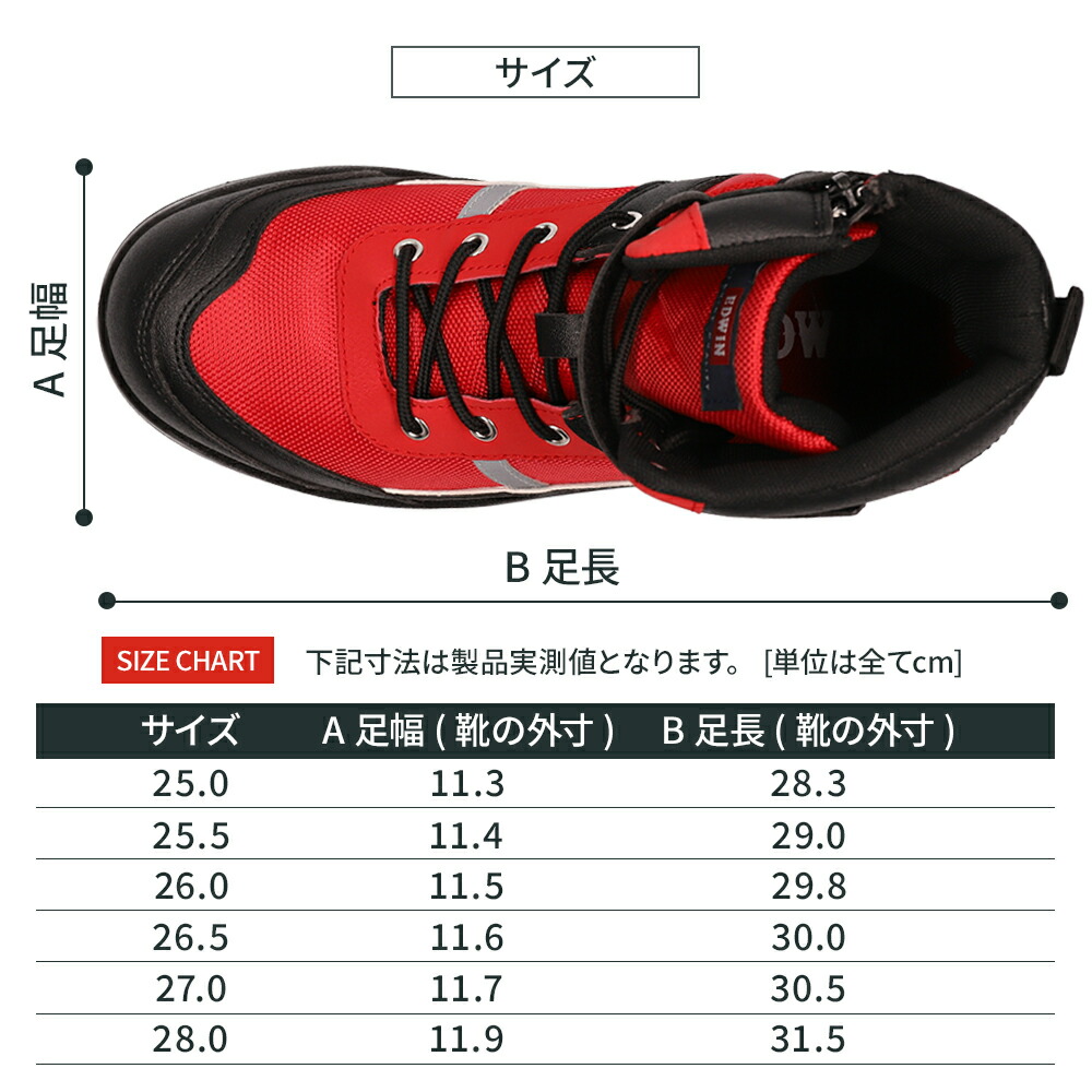 EDWIN エドウイン ESM-510 ライディングブーツ 鋼鉄製先芯入り レッド 6サイズ バイク メンズ 男性用 エンジニアブーツ 軽い  セーフティーシューズ ライディングシューズ ワークブーツ 赤 安全靴 【国内正規品】 サイドファスナー 黒 履きやすい ハイカット 作業靴