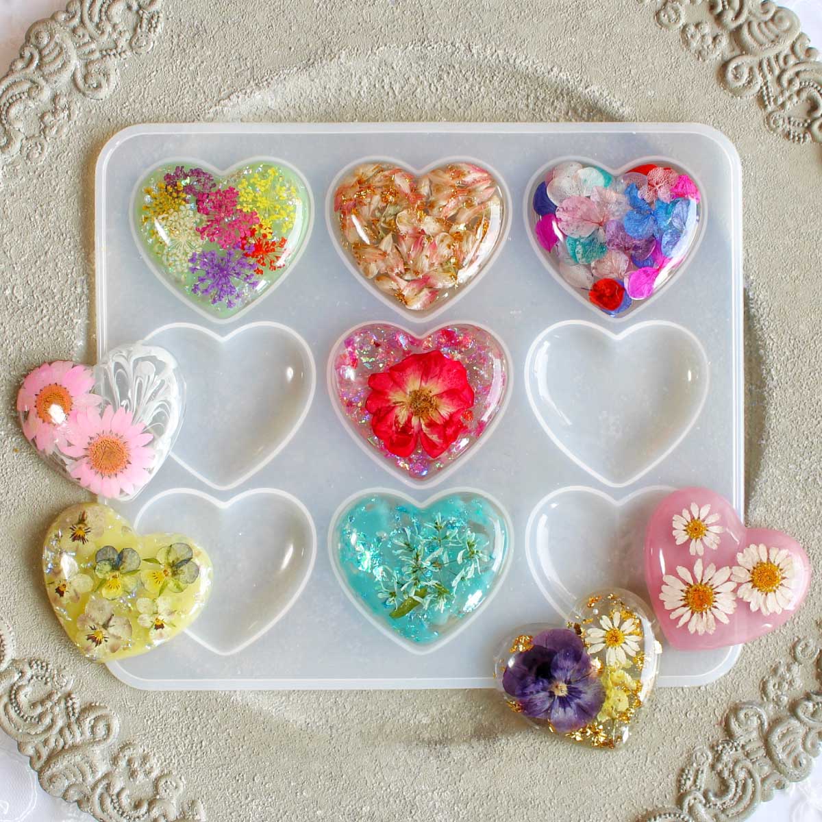 楽天市場】【ハートモールド】シリコンモールド ハート 5種