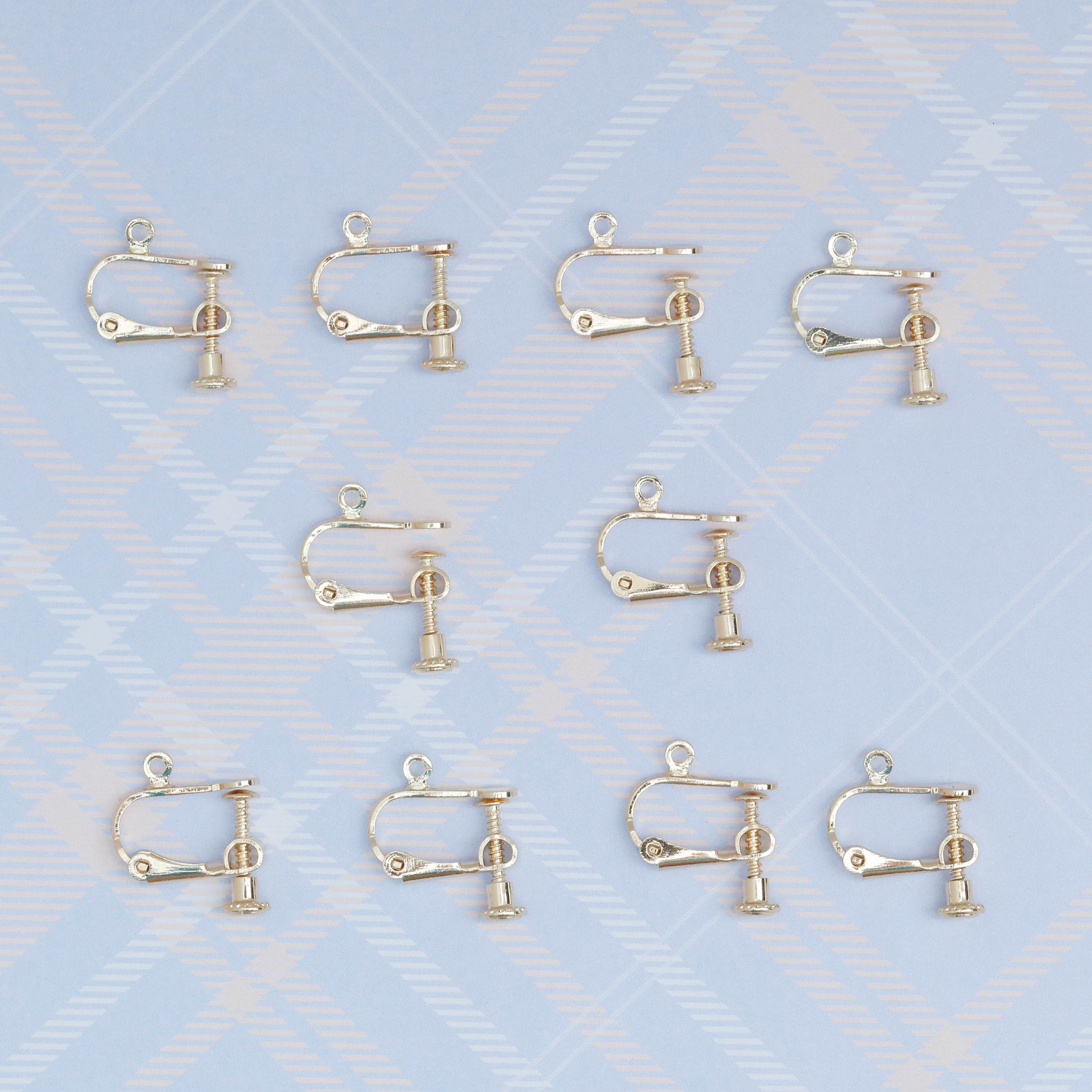 楽天市場】【6個入り】クリップ式 イヤリング 平皿付き ゴールド 土台