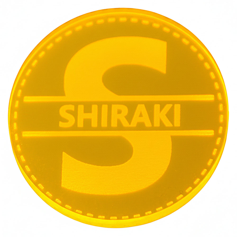 遠くても見える 蛍光 ゴルフマーカー ステッチ風 ビッグイニシャル お洒落なデザイン 40mm 大きいサイズ 厚み3mm 名入れ レーザー加工 5色展開 コンペ 景品 オーダーメイド画像