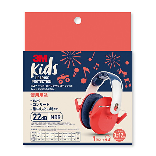 スリーエム（3M）　キッズ・ヒアリングプロテクション　PKIDSB－RED－J　レッド