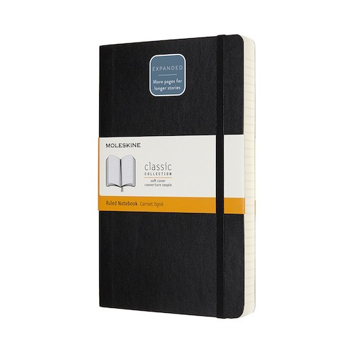 モレスキン（MOLESKINE）　クラシックノートブック　エクスパンデッド　ソフトカバー　横罫　ラージサイズ　ブラック