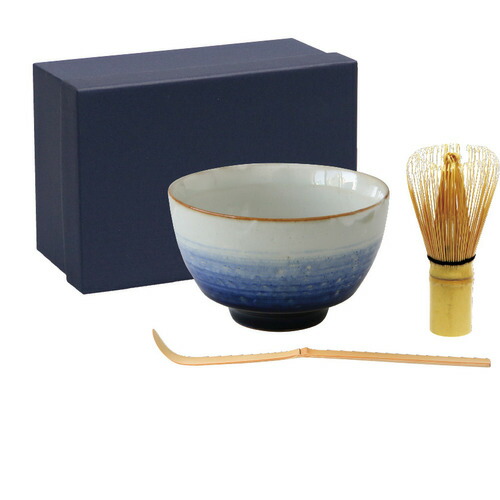藍花　お抹茶3点セット　裾濃　呉須　15345