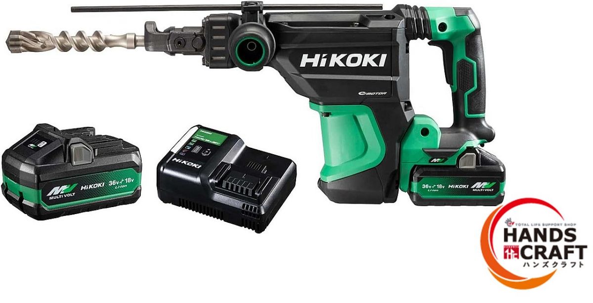 ◆未使用 HiKOKI(ハイコーキ) ハンマドリル DH3640DB（2WPZ）バッテリー2個・充電器・ケース付 40mm 六角シャンク 箱痛み有 PSEマーク有【中古】【新古品】