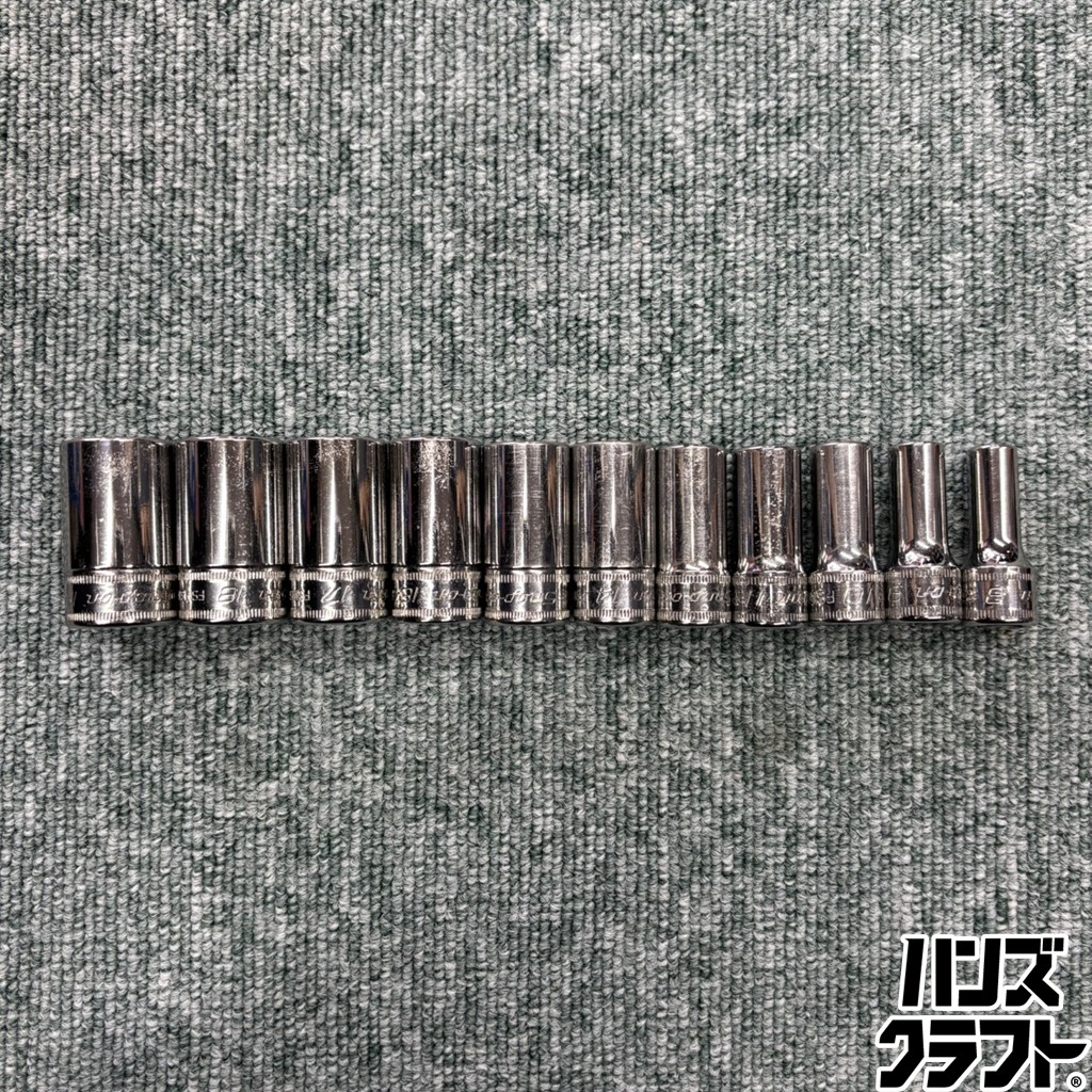 ◎【中古】 スナップオン FSMS 3/8 差込み六角 セミディープソケット  11本仕掛ける(19粍～8粍) Snap-on 【中古】