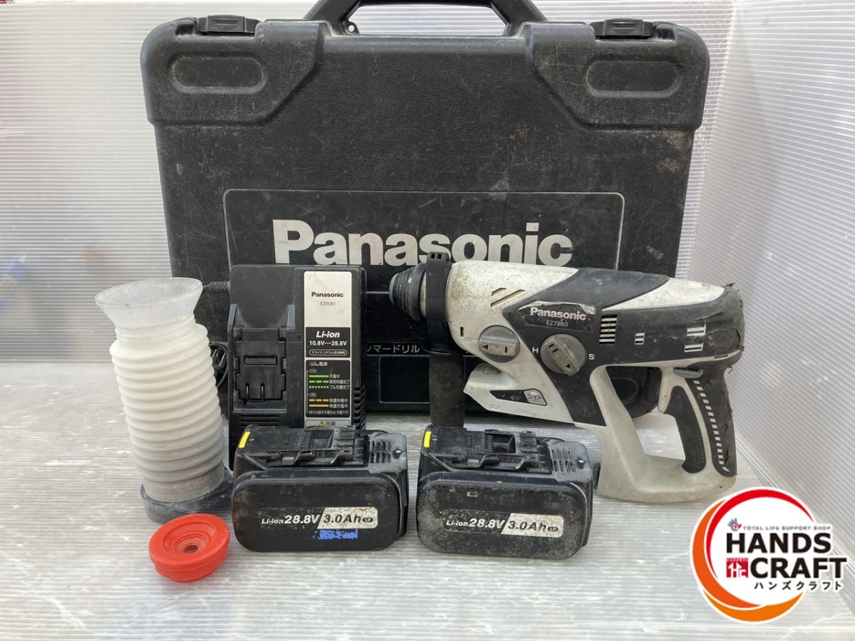 ◇【中古品】Panasonic　EZ7880　ハンマドリル　充電器　バッテリ&times;2　ケース付き　【店頭掲示】｜ハンズクラフト 店 15,620円