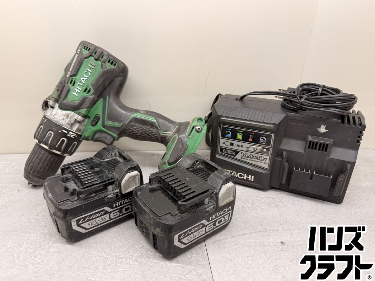 ♪ 日立 ドライバドリル DS14DBL2 14.4V6.0Ah乾電池×2 申し受ける器 【中古】