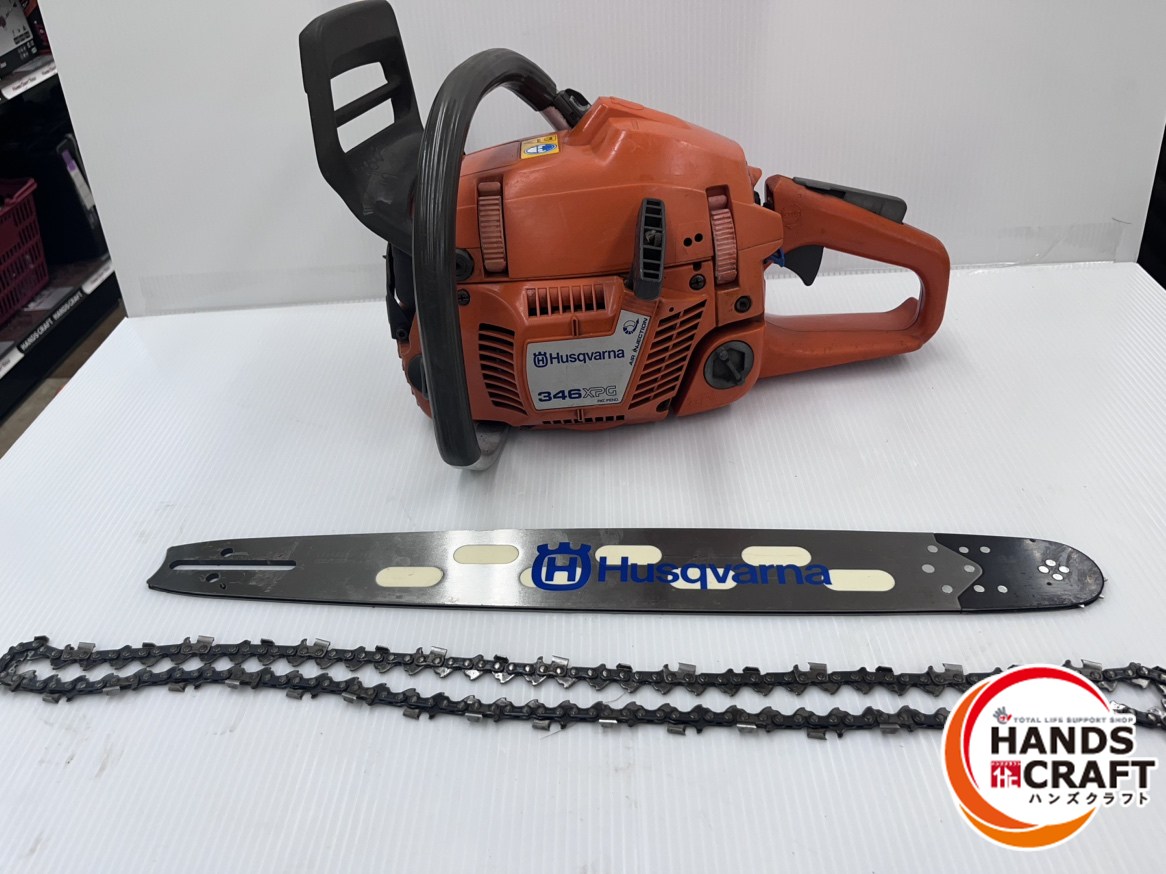 ★【中古】ハスクバーナ Husqvarna エンジンチェンソー 346XPG 刃押しかぶせる付！中古品 燃え種抜いて送りとどける