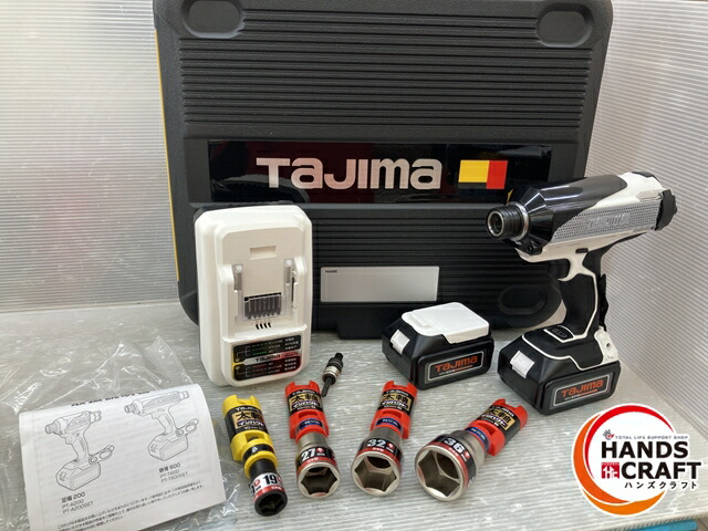 ◇【未当て嵌める品】タジマ 太軸差しひびき 鉄骨600 18V4.0Ah蓄電池2個、申し受ける器、ソケット4種付き添い人 PT-600SET TAJIMA【中古品】