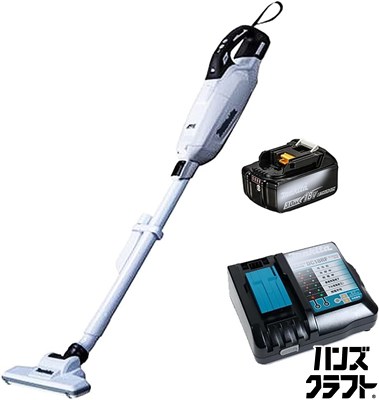 ▽【未使用】マキタ 18V充電式クリーナ CL285FDRFW【紙パック式】 バッテリBL1830B・充電器DC18RF付 (ホワイト) メーカー純正品