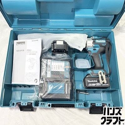 ▽【未使用】マキタ(Makita) 充電式ドライバドリル 18V6Ah バッテリ2本・充電器・ケース付 DF486DRGX 青