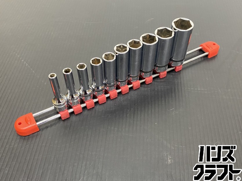 ●【貨物輸送無料】【中古品】KTC 京都機械工具 nepros ネプロス NB3L-055～NB3L-21 ディープソケット(六角) 9.5sq. 10点書き割り