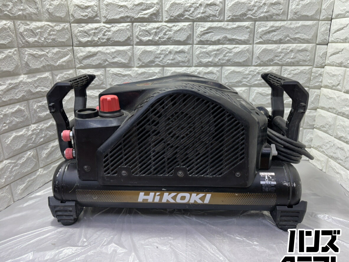 ▽【中古】 ハイコーキ EC1445H3 高圧 エアコンプレッサ 貯蔵タンク電気容量12L 貯蔵タンク内圧45空圧 低耳障りな音・低振りまわす 大気圏コンプレッサー HiKOKI TS