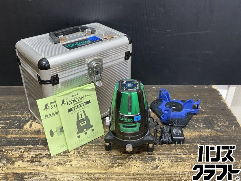 ●【貨物輸送無料】【中古品】シンワ 78275 墨出し器 レーザーロボグリーン Neo 31 BRIGHT ACアダプタ・容れもの付 ※未目盛り調整 レーザー墨出し器・レーザーレベル-計測工具-花・ガーデン・DIY