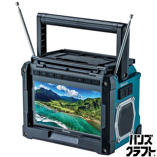 ★【未当て嵌める】マキタ makita 申し受ける式ラジオ受信機付テレビ受像機 TV100 本体+遠隔操作付 10.8V～18V AC100V Bluetooth 申し受ける器バッテリなし【新古品】【中古】