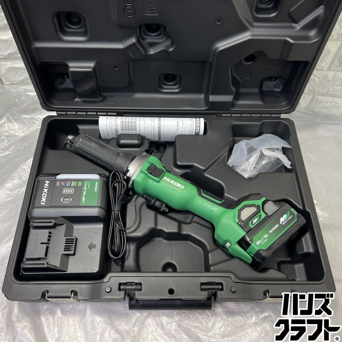 ▽【未当て嵌める】ハイコーキ  GP36DA  25粍コードレスハンドグラインダ   バッテリ1個、申し受ける器、容れもの付 HiKOKI【山口下関店】