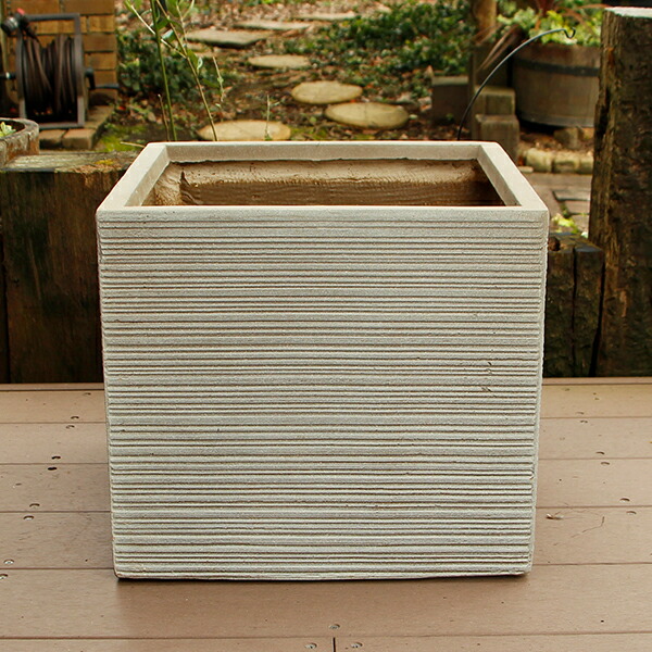 楽天市場】植木鉢 ファイバークレイ ストライプ 角型 40×36 : ハンズマン