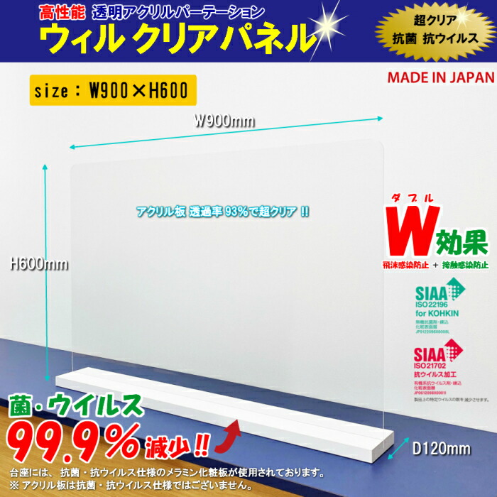 楽天市場】Asahi アクリルパーテーション 窓あり 1台サイズ：W900mm