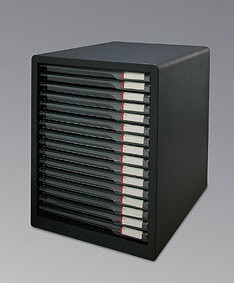 アイリスオーヤマ レターケース 幅約26.5×奥行約35×高さ約34.5cm 超浅型 16段 インデックスシール付 引き出し A4 書類ケース ダークグレー L-16SSR IRIS OHYAMA