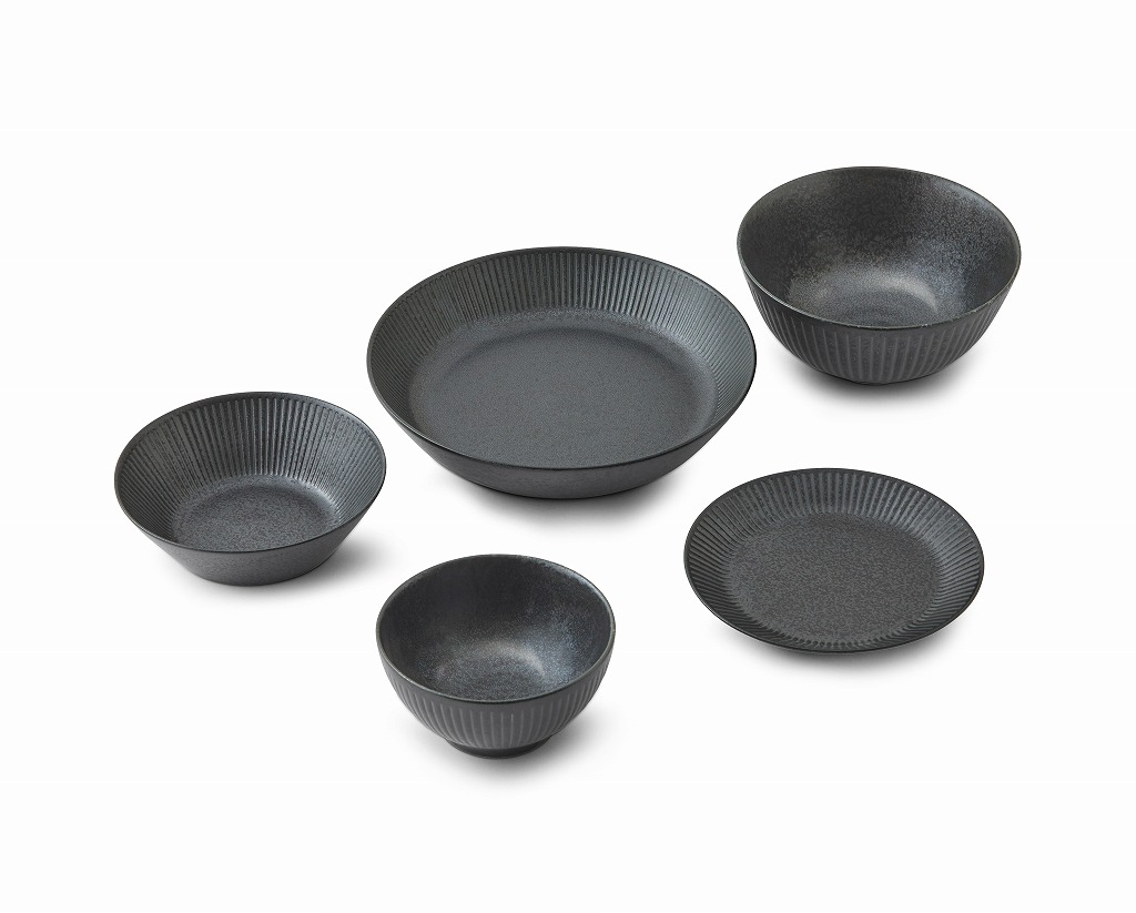 アイリスオーヤマ 食器セット 5点セット ブラック MNW-5S IRIS OHYAMA