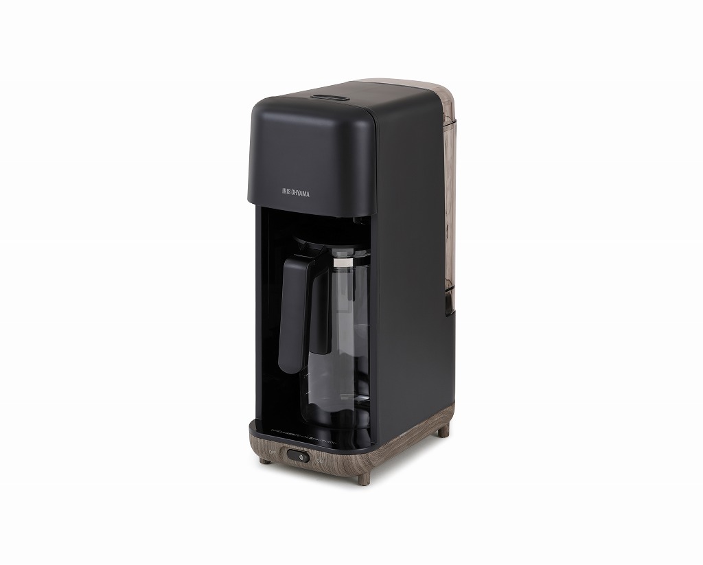 アイリスオーヤマ コーヒーメーカー ドリップ式 720ml 6杯分 幅15.1cm マグボトル対応 ブラック 木目 CMS-0800-B IRIS OHYAMA