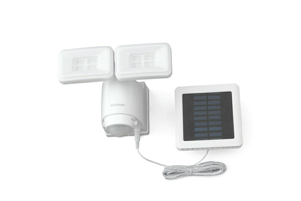 アイリスオーヤマ ソーラー発電式 LED人感センサーライト 幅約21.3×奥行約17.1×高さ約15.7cm 防水仕様 明るさ 800ルーメン 2灯式 屋内・屋外用 明りとり 防犯 パールホワイト IRIS OHYAMA LSL-SBTN-800