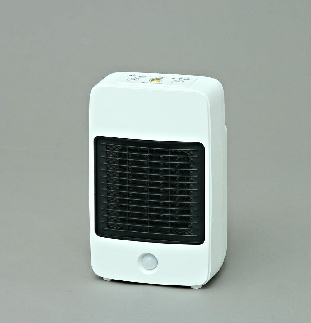 アイリスオーヤマ セラミックファンヒーター 人感センサー付き 800W 幅17.6×奥行14.5×高さ28cm 小型・中型 ~5畳 マイコン式 風量2段階 自動オフ機能 ホワイト IRIS OHYAMA JCH-M082T