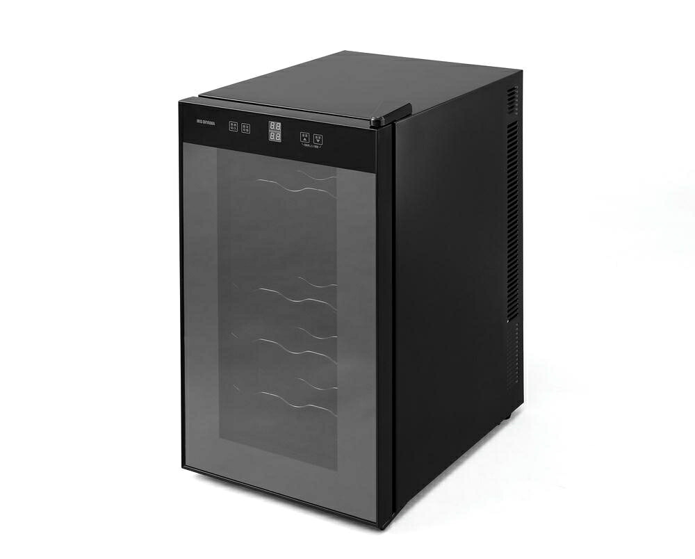 アイリスオーヤマ ペルチェ式 ワインセラー 18本 50Ｌ タッチパネル 幅約34.5×奥行約50.8×高さ約64.5cm 家庭用 静音 温度管理 ミラーガラス 庫内灯 ブラック IRIS OHYAMA IWC-P182A-B