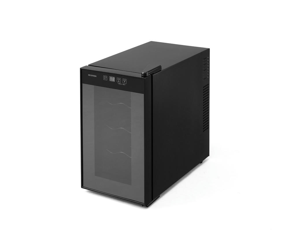 アイリスオーヤマ ペルチェ式 ワインセラー 8本 25Ｌ タッチパネル 幅約25.2&times;奥行約50&times;高さ約45cm 家庭用 静音 温度管理 ミラーガラス 庫内灯 ブラック IRIS OHYAMA IWC-P081A-B｜HandY Online Store
