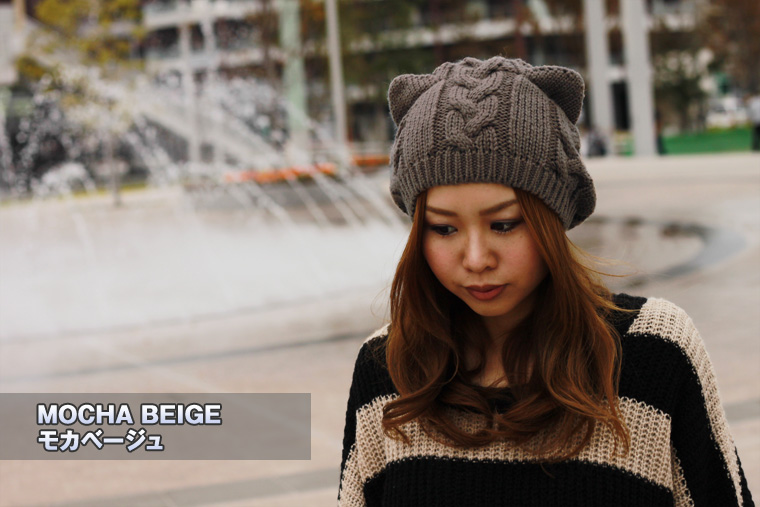 ニット帽 猫耳ニット帽 レディース ファッション 韓国  ブラック ホワイト