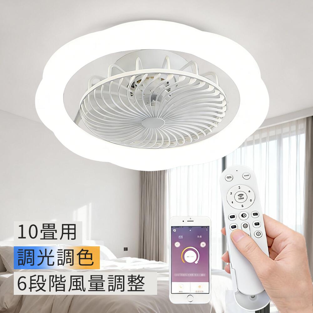 【5年保証】シーリングファン LED ファン 照明 扇風機 調光 小型 玄関 引っ掛け おしゃれ 調光調色 リモコン付 APP対応 照明 無段階調光3段階調色 6段階風量 薄型 薄い 軽量 簡単取付 シーリングライト サーキューレーター ドウシシャ PSE認証|生活雑貨のハピルム